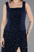 Long Navy Blue Scaly Evening Dress ABU5986
