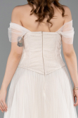Long Beige Dantelle Evening Dress ABU5996