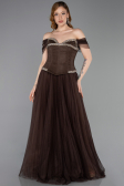 Long Brown Dantelle Evening Dress ABU5996