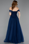 Long Navy Blue Dantelle Evening Dress ABU5996