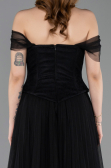 Long Black Dantelle Evening Dress ABU5996