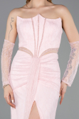Powder Color Long Dantelle Evening Dress ABU5736
