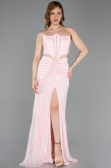 Powder Color Long Dantelle Evening Dress ABU5736