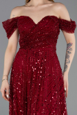 Midi Burgundy Beaded Party Dress ABK2594