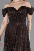 Midi Dark Brown Beaded Party Dress ABK2594