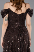 Midi Dark Brown Beaded Party Dress ABK2594
