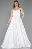 Long White Satin Evening Dress ABU5998