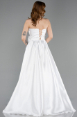 Long White Satin Evening Dress ABU5998