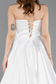 Long White Satin Evening Dress ABU5998
