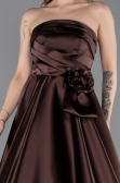 Long Brown Satin Evening Dress ABU5998