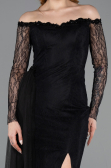 Long Black Dantelle Evening Dress ABU5999