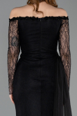 Long Black Dantelle Evening Dress ABU5999