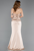 Long Beige Satin Evening Dress ABU6000