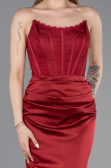 Long Burgundy Satin Evening Dress ABU6000