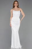 Long White Satin Evening Dress ABU6000