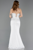 Long White Satin Evening Dress ABU6000