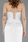 Long White Satin Evening Dress ABU6000