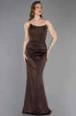 Long Brown Satin Evening Dress ABU6000