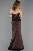 Long Brown Satin Evening Dress ABU6000
