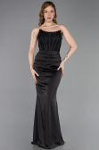 Long Black Satin Evening Dress ABU6000