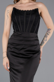 Long Black Satin Evening Dress ABU6000