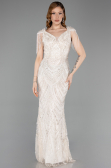 Long Beige Beaded Evening Dress ABU5959