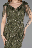 Long Olive Drab Beaded Evening Dress ABU5959
