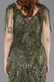 Long Olive Drab Beaded Evening Dress ABU5959