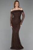 Long Brown Dantelle Evening Dress ABU6004