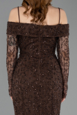 Long Brown Dantelle Evening Dress ABU6004