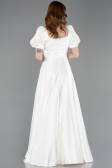 Long White Satin Evening Dress ABU6005