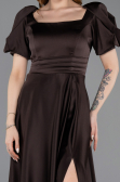 Long Brown Satin Evening Dress ABU6005