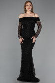 Long Black Dantelle Evening Dress ABU6004