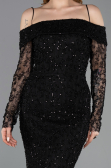 Long Black Dantelle Evening Dress ABU6004