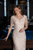 Long Beige Beaded Evening Dress ABU5959