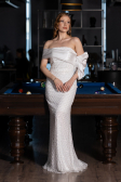 White Long Scaly Evening Dress ABU5529