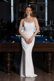 Long White Satin Evening Dress ABU6000