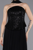Long Black Chiffon Evening Dress ABU6011