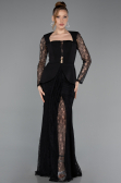 Long Black Dantelle Evening Dress ABU6014