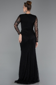 Long Black Dantelle Evening Dress ABU6014