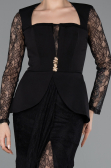 Long Black Dantelle Evening Dress ABU6014