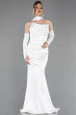 Long White Satin Evening Dress ABU5944