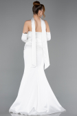 Long White Satin Evening Dress ABU5944