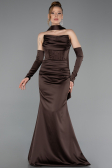 Long Brown Satin Evening Dress ABU5944