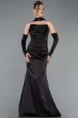 Long Black Satin Evening Dress ABU5944