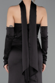 Long Black Satin Evening Dress ABU5944