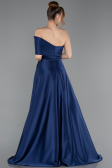 Long Navy Blue Satin Evening Dress ABU6019