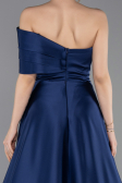 Long Navy Blue Satin Evening Dress ABU6019