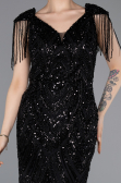 Long Black Beaded Evening Dress ABU5959