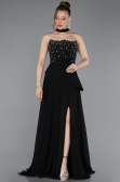 Long Black Chiffon Evening Dress ABU6018